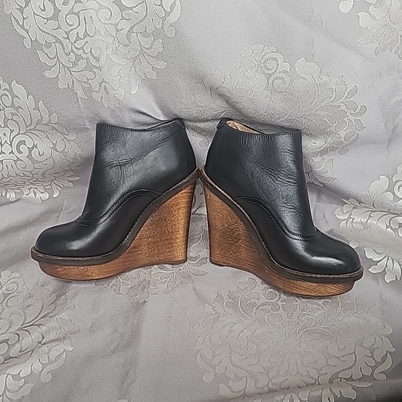 Chloé Leather Platform Wedge Booties 37.5 - Picture 3 of 5